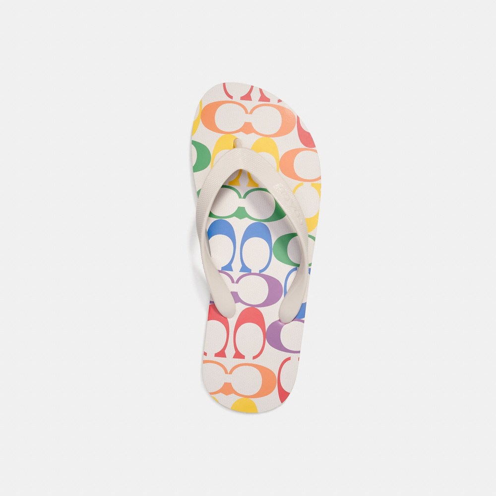 Coach Multicolor Signature Print Flip Flop Sandals - Picture 3 of 6